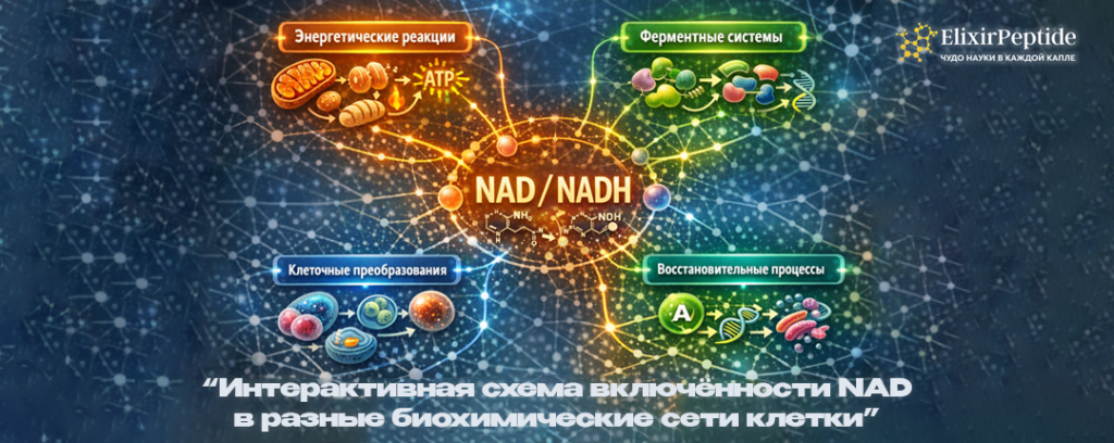  Интерактивная схема включённости NAD в разные биохимические сети клетки. .png
